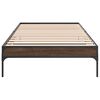 vidaXL Estructura cama madera ingenier&iacute;a metal marr&oacute;n roble 90x190 cm