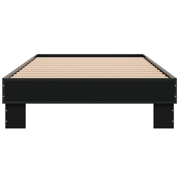 vidaXL Estructura de cama madera de ingeniería y metal negra 75x190 cm