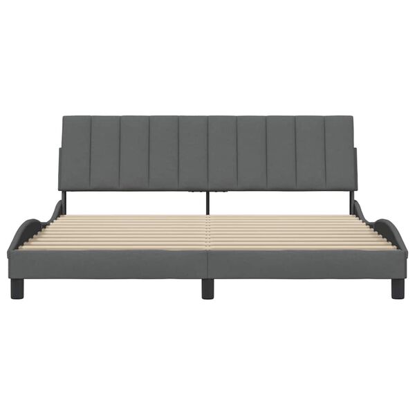 vidaXL Estructura de cama sin colch&oacute;n Hanko de tela gris oscuro 180x200 cm