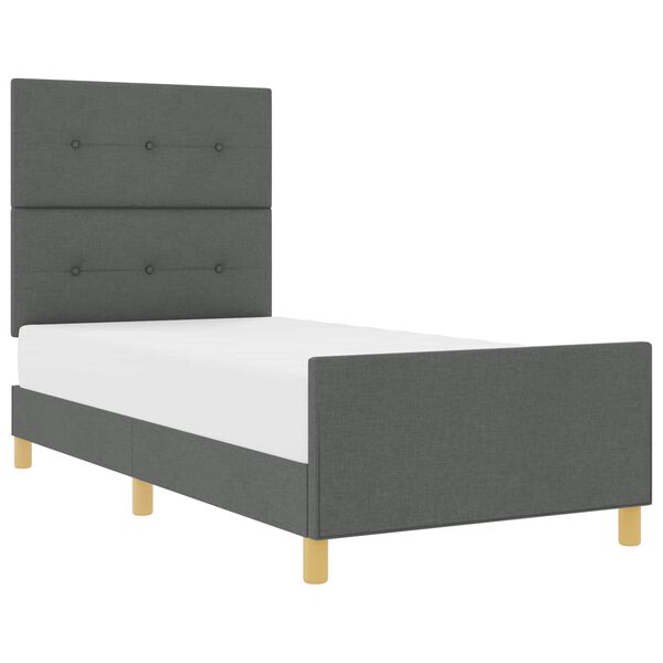 vidaXL Estructura de cama con cabecera Gris oscuro 80 x 200 cm tela