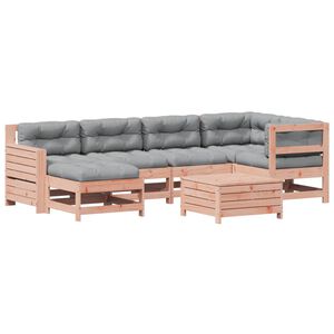 vidaXL Juego de muebles jard&iacute;n 7 pzas y cojines madera abeto Douglas