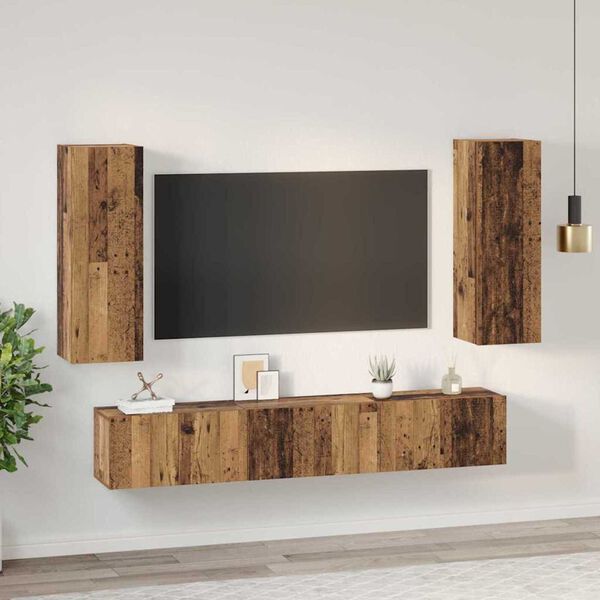 vidaXL Conjunto de mueble de TV 5 pcs Madera envejecida