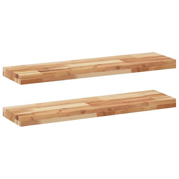 vidaXL Estante flotante 2 uds madera acacia acabado aceite 100x20x4 cm