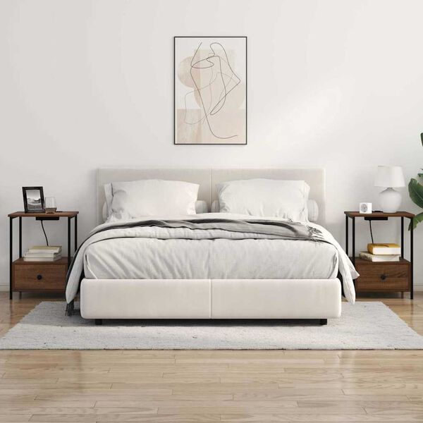 vidaXL Armario de Noche con caj&oacute;n Roble Marr&oacute;n 42 x 41 x 56 cm