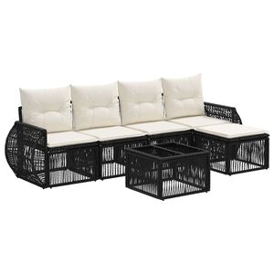 vidaXL Conjunto de sof&aacute;s de jard&iacute;n 6 uds. Negro y Blanco Crema