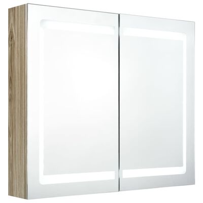 vidaXL Armario de baño con espejo y LED color roble 80x12x68 cm