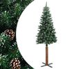 vidaXL &Aacute;rbol de Navidad delgado madera aut&eacute;ntica y pi&ntilde;as PVC 150 cm