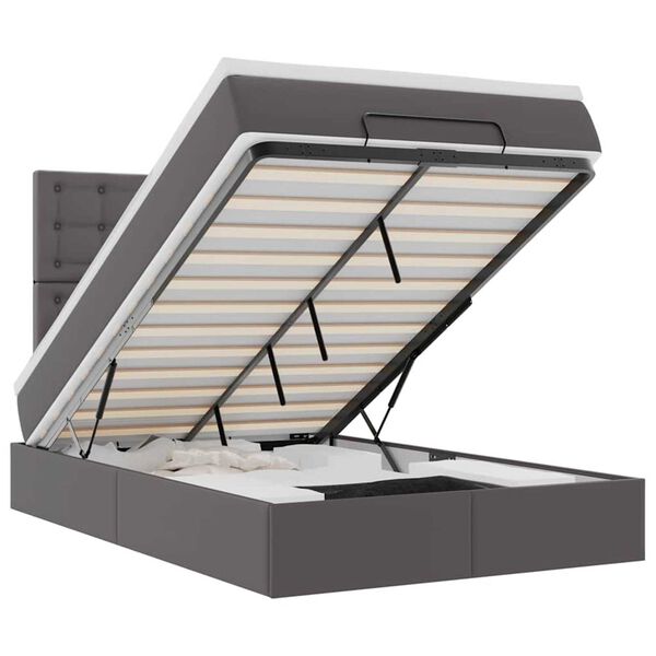 vidaXL Estructura cama otomana colch&oacute;n gris 120x190 cm cuero sint&eacute;tico