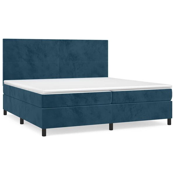 vidaXL Cama box spring con colch&oacute;n terciopelo azul oscuro 200x200 cm