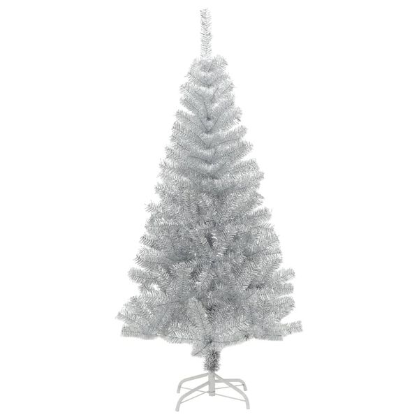 vidaXL Árbol de Navidad artificial con soporte plateado PET 120 cm