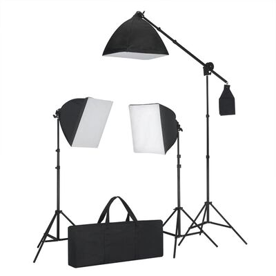vidaXL Kit de estudio fotográfico con luces fondo y reflector