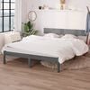 vidaXL Estructura de cama sin colch&oacute;n madera maciza gris 140x190 cm