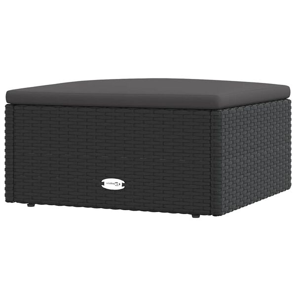 vidaXL Taburete de jardín con cojín ratán sintético negro