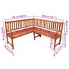 vidaXL Banco esquinero de jard&iacute;n y cojines madera maciza acacia 150 cm