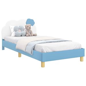 vidaXL Estructura de cama con cabecera Azul 90 x 200 cm PU