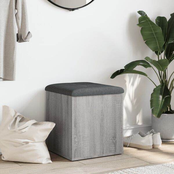 vidaXL Banco con almacenaje madera ingeniería gris Sonoma 42x42x45 cm