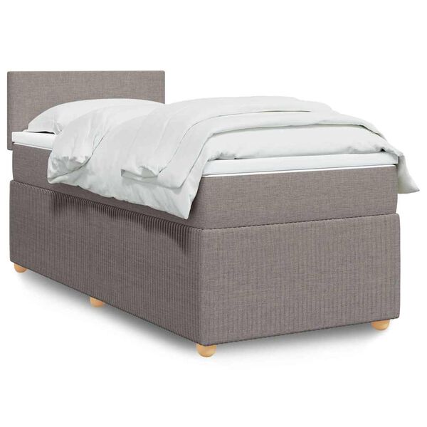 vidaXL Cama box spring con colch&oacute;n tela gris taupe 100x200 cm
