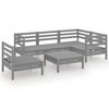 vidaXL Juego de muebles de jard&iacute;n 6 piezas madera de pino maciza gris