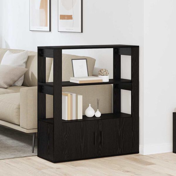 vidaXL Vitrina Roble negro 30 x 80 x 90 cm Madera contrachapada