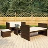 vidaXL Set muebles de jard&iacute;n 5 piezas y cojines rat&aacute;n sint&eacute;tico marr&oacute;n