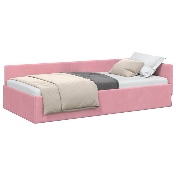 vidaXL Estructura de cama en esquina Rosa 80 cm x 200 cm Terciopelo