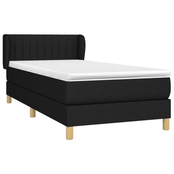 vidaXL Cama box spring con colch&oacute;n tela negro 90x200 cm