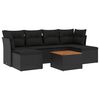 vidaXL Set de comedor de jard&iacute;n 7 pzas y cojines rat&aacute;n sint&eacute;tico negro