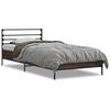 vidaXL Estructura cama madera ingenier&iacute;a metal roble marr&oacute;n 90x200 cm
