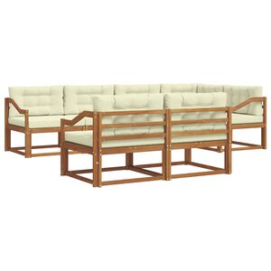 vidaXL Conjunto de sof&aacute;s de exterior con coj&iacute;n 7 pcs Natural y Crema
