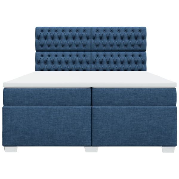 vidaXL Cama box spring con colch&oacute;n tela azul 200x200 cm
