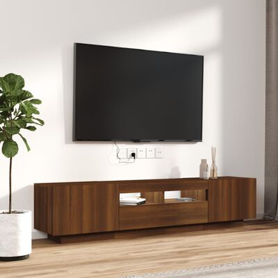 vidaXL Set muebles TV con LED 2 pzas madera contrachapada roble marrón