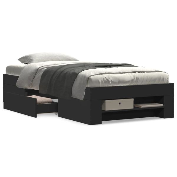vidaXL Estructura de cama madera de ingenier&iacute;a negra 90x200 cm