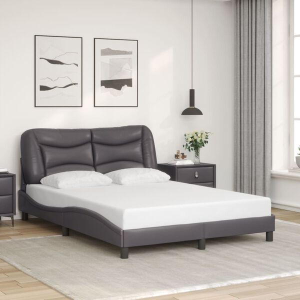 vidaXL Estructura de cama con LED sin colchón Hvar gris 140x200 cm