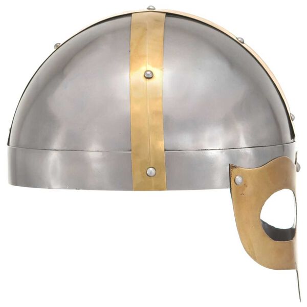 vidaXL Réplica de casco vikingo antiguo LARP acero plateado