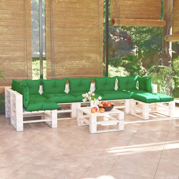 vidaXL Muebles de jard&iacute;n de palets 8 pzas con cojines madera de pino