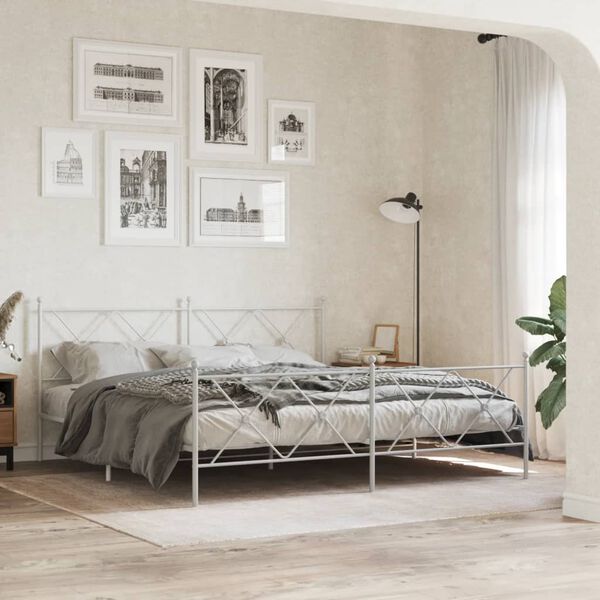 vidaXL Estructura cama sin colchón con estribo metal blanco 183x213 cm