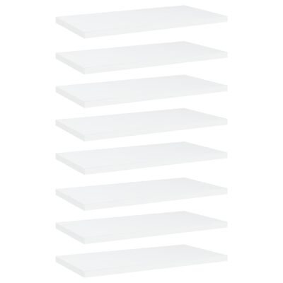 vidaXL Estantes de estantería 8 uds contrachapada blanco 40x20x1,5 cm