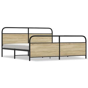 vidaXL Estructura de cama sin colch&oacute;n metal roble Sonoma 183x213 cm