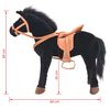 vidaXL Caballo de juguete de pie de peluche negro