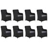 vidaXL Juego de comedor para jard&iacute;n 9 piezas rat&aacute;n sint&eacute;tico negro