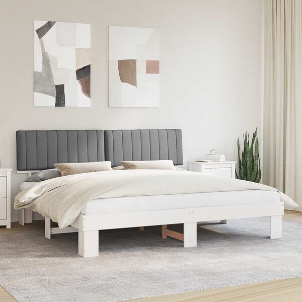 vidaXL Estructura de Cama con Cabecera Tapizada Gris Claro