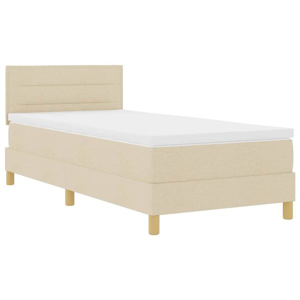 vidaXL Cama Box Spring LED con colch&oacute;n con LED Crema 90 x 200 cm tela