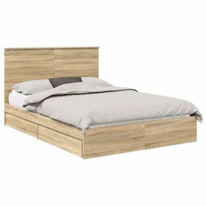 vidaXL Cama con almacenamiento con cabecera Roble Sonoma 140 x 200 cm