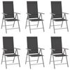 vidaXL Sillas plegables, 6 unidades, Textilene negro