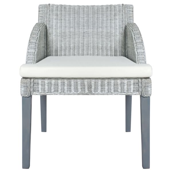 vidaXL Silla de comedor con coj&iacute;n rat&aacute;n natural gris
