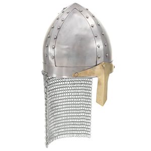 vidaXL R&eacute;plica casco de caballero cruzado antiguo LARP acero plateado