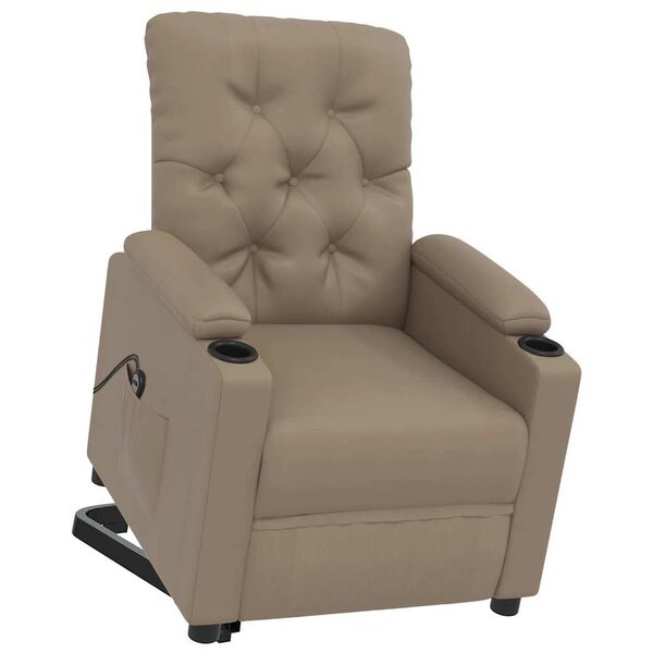vidaXL Sill&oacute;n elevable cuero sint&eacute;tico color capuchino
