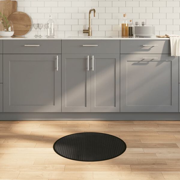 vidaXL Alfombra redonda bamb&uacute; negro 60 cm