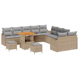 vidaXL Conjunto de sofá de jardín 13 pcs Beige ratán sintético