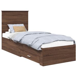 vidaXL Estructura de cama con caj&oacute;n Roble Marr&oacute;n y Plata 70 x 190 cm